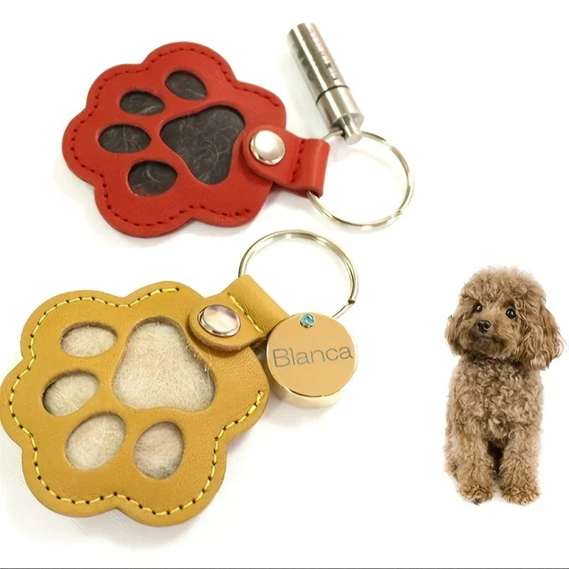 Memorial Leather Pet Hair Storage Keychain