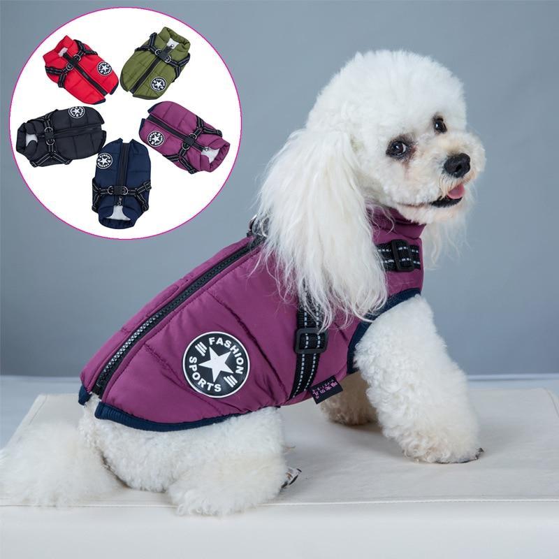 ✅ Waterproof Dog Jacket with Built-in Harness – Warm, Adjustable, Reflective Winter Coat for Small to Large Dogs