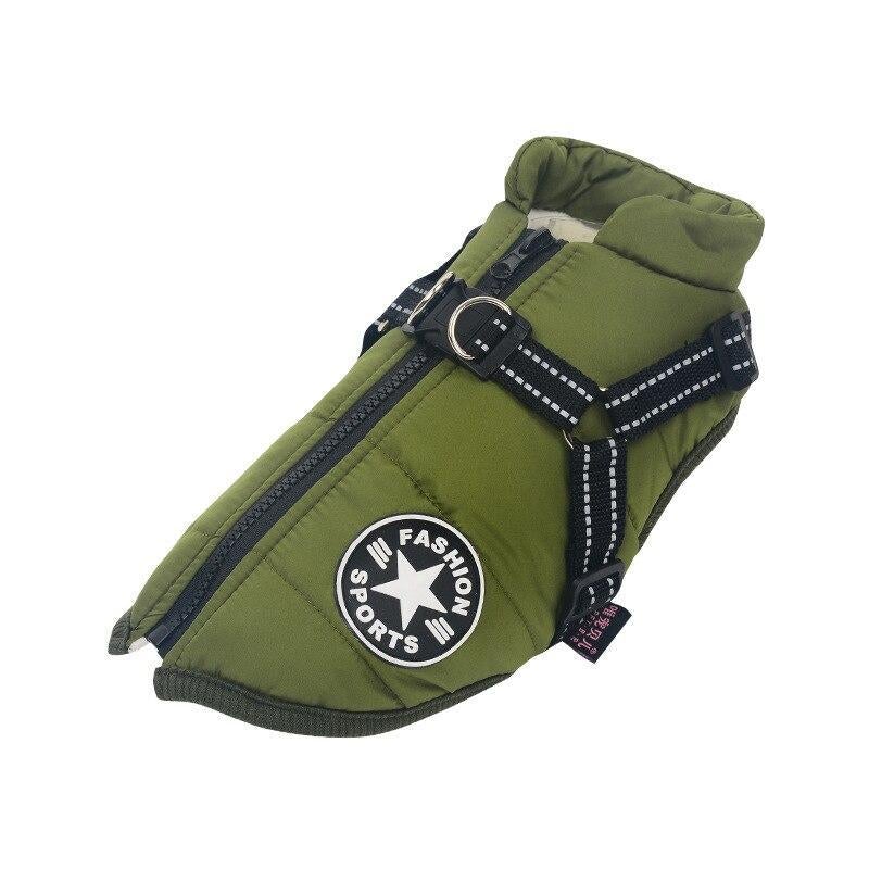 ✅ Waterproof Dog Jacket with Built-in Harness – Warm, Adjustable, Reflective Winter Coat for Small to Large Dogs