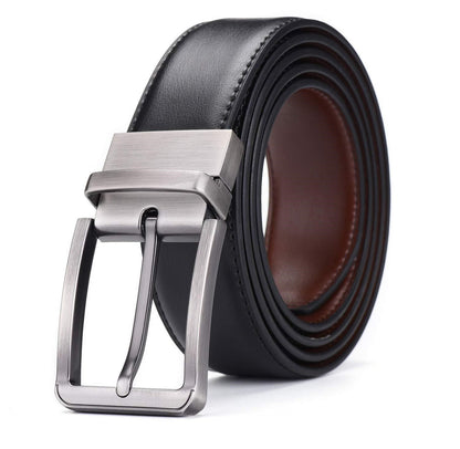 Reversible 2 in 1 Leather Belt Double Sided Black And Tan Brown Formal Leather Belt