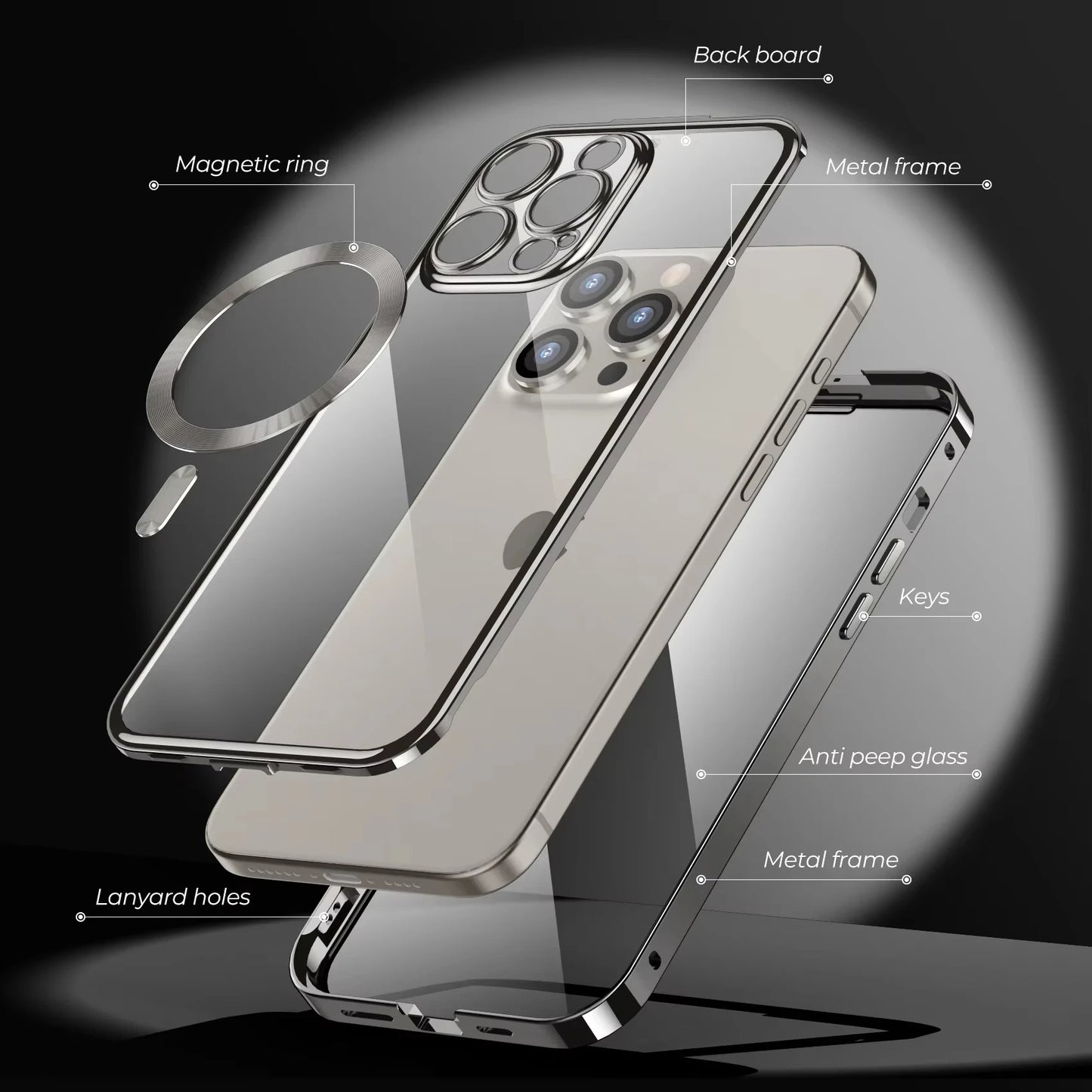 Magnetic Privacy Glass Phone Case Full protection HD Premium Quality